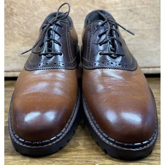 Johnston & Murphy Shoes Mens Size 9M Brown 2-Tone Leather Saddle Oxfords 20-7874 - Picture 5 of 11